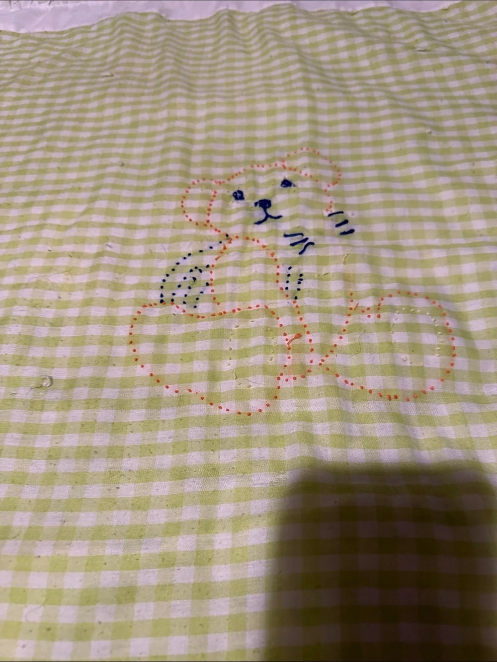 Light Green Gingham Decorative Quilted Throw